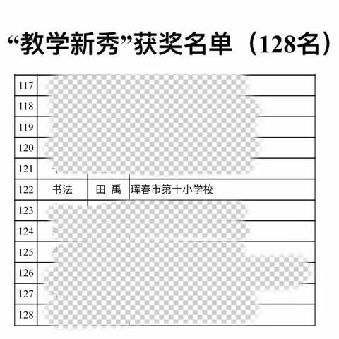 祝贺珲春市第十小学校田禹老师在吉林省第六届小学教学名师评选中被评为省“教学新秀”