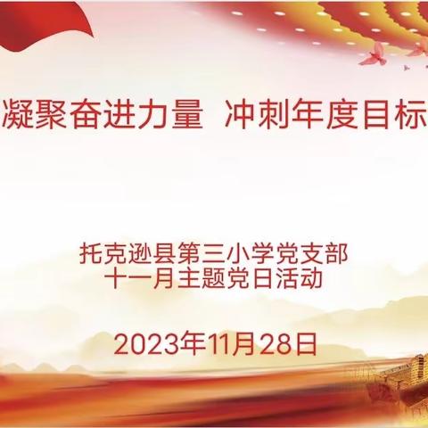 凝聚奋进力量    冲刺年度目标——托克逊县第三小学党支部十一月主题党日活动