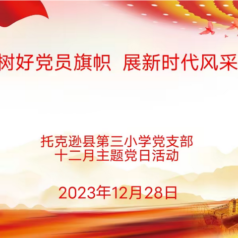 树好党员旗帜  展新时代风采——托克逊县第三小学党支部12月主题党日活动