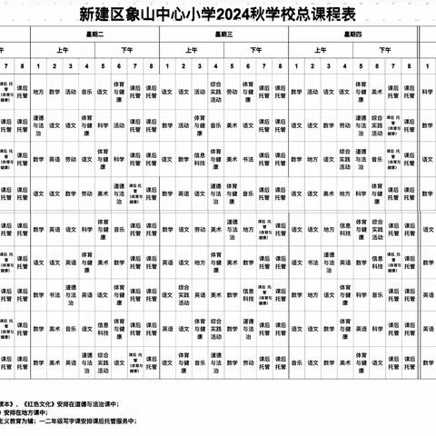 课程齐开放  五育促成长--象山中心小学2024秋季开学“晒课表”