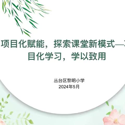 项目化赋能，探索课堂新模式—项目化学习，学以致用