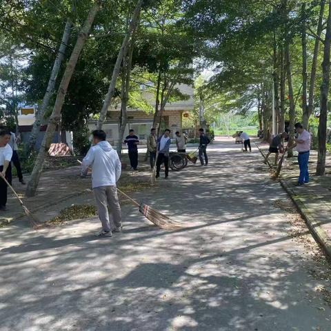 白马井镇学兰村委会开展周末大扫除、清倒积水、清死角等重点区域的清理行动。