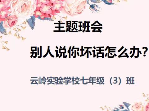 别人说你坏话怎么办？    ——云实七(3)班主题班会