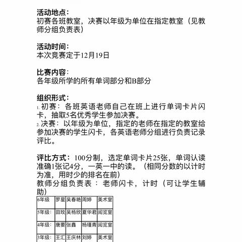 单词竞赛展风采 ，以赛促学共成长——陈家河小学英语单词竞赛