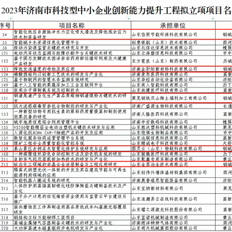 钢城区5家企业获2023年济南市科技型中小企业创新能力提升工程立项