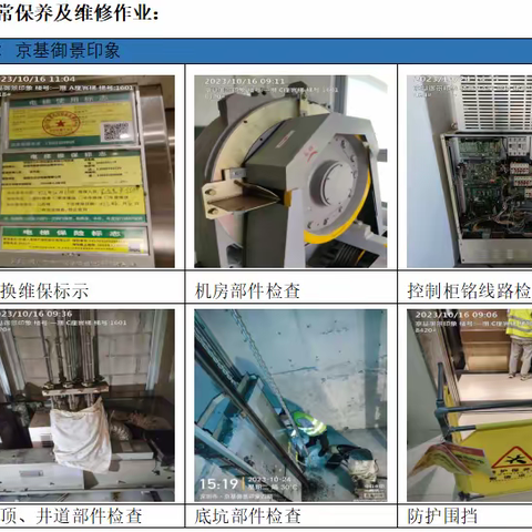 京基御景印象10月份电梯维护工作汇报