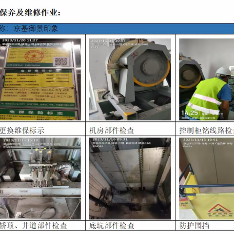 京基御景印象11月份电梯维护工作汇报