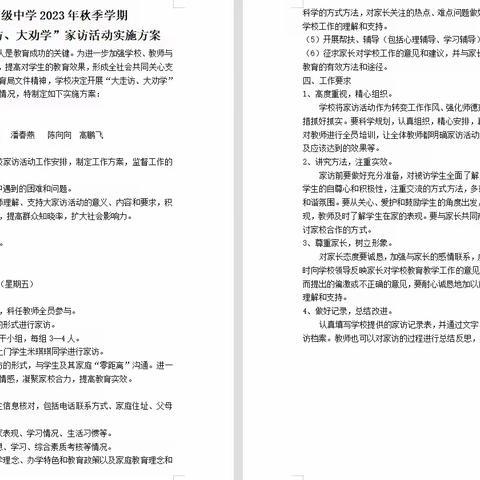 【“三抓三促”进行时】七里初级中学开展2023年秋季学期“大走访、大劝学”教师家访活动