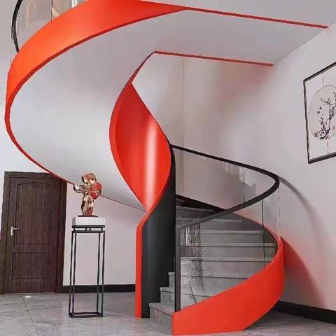 钢结构旋转楼梯（内测钢板外侧玻璃扶手）