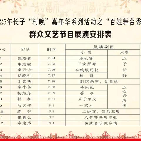 长子“村晚”嘉年华之“百姓舞台秀”即将启幕 非遗盛宴邀您共赏