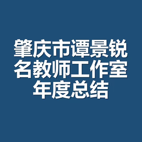 肇庆市谭景锐工作室年度总结