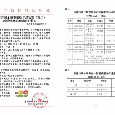 承德市高中物理教学示范课观摩活动