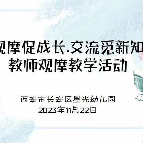 【观摩促成长·交流觅新知】西安市长安区星光幼儿园教师观摩教学活动