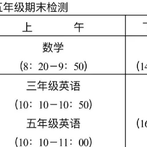 五都小学2023一2024学年度第二学期期末质量检测工作安排致家长一封信