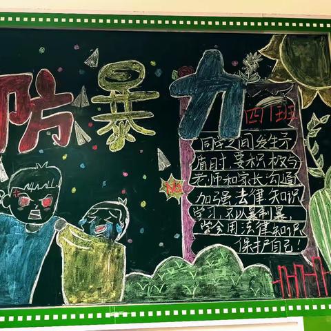 四年级组“防校园欺凌”黑板报