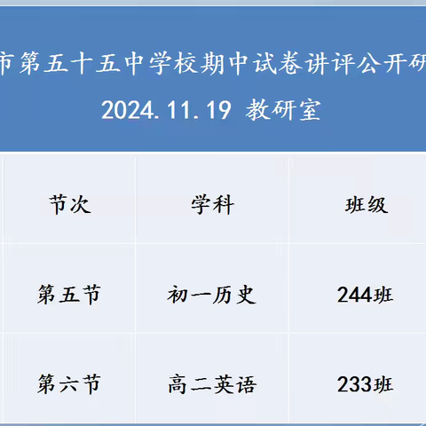 以题促学，提升素养|| 太原市第五十五中学校期中试卷讲评公开研讨课