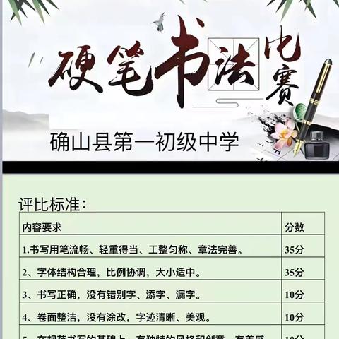 墨香四溢·书写青春 确山县第一初级中学八年级硬笔书法比赛