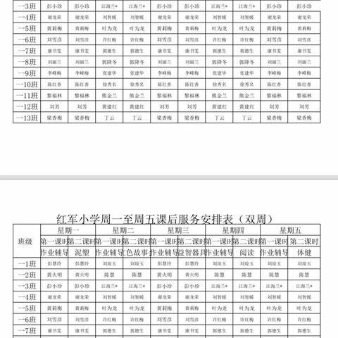 课后服务助“双减” ，多彩课堂显特色———遂川正人红军小学教育集团正人红军小学2024年春课后服务晒课表