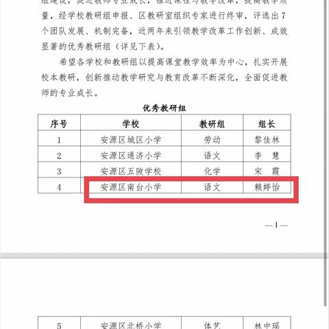 “矢志耕耘创佳绩，砥砺奋进再前行”——南台小学语文教研组获奖喜报！