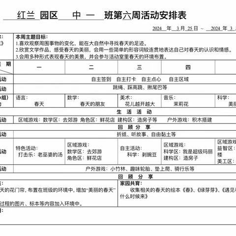 【叮】中班第六周家园直通车