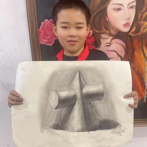 周二素描圆柱圆锥穿插体