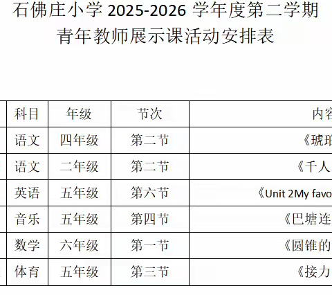 “研”途筑梦  课”显芳华  ——杨庄街道石佛庄小学青年教师展示课纪实