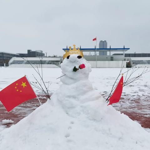 初雪纷飞满校园 积雪清扫暖心间