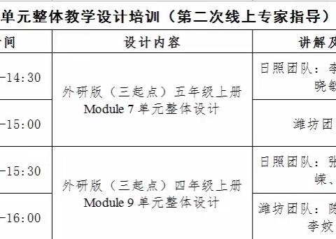 聚焦大单元 问道新课堂--记第二次专家线上指导培训活动