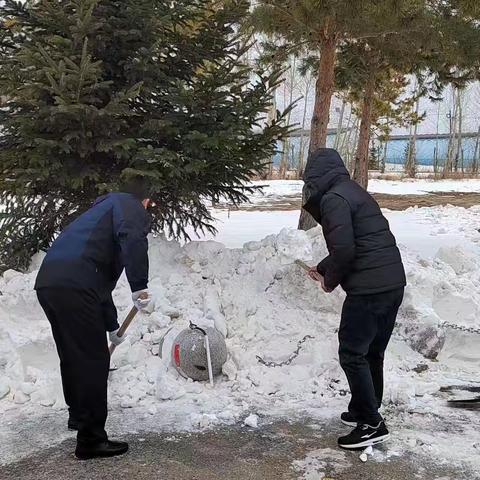 飞雪靓校园 除雪暖人心 太山镇第一中学校教师清雪行动掠影