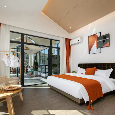 【星云居】原木风3房别墅丨私汤泡池丨浴缸大床房丨品茗茶桌丨天台360°景观