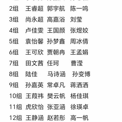 护理12班化学小组名单