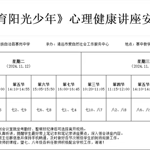 ﻿寨岗中学﻿心理健康讲座﻿活动顺利开展