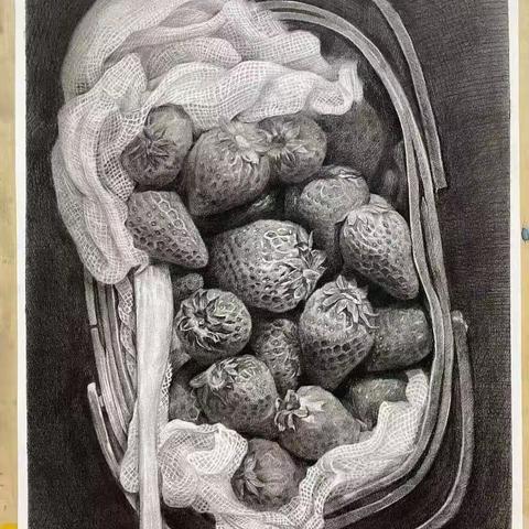 黑白素描中的草莓之美