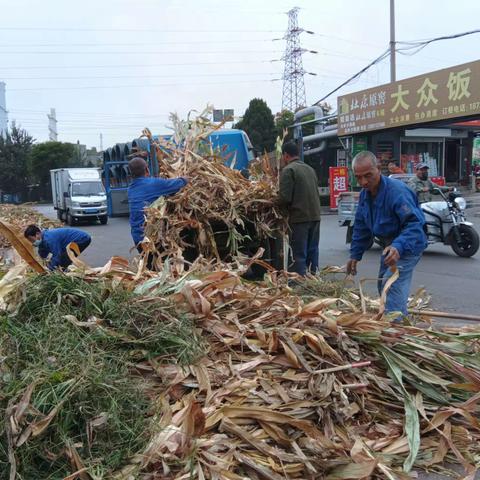 清理玉米秸秆，确保道路通畅