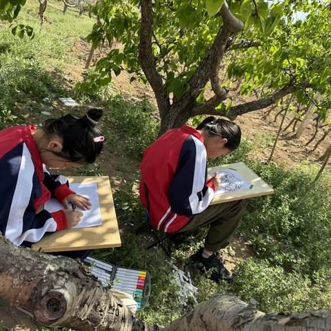 踏春写生繁花里，不负春光入画来——后奕镇中心校石各庄小学五年级户外写生篇