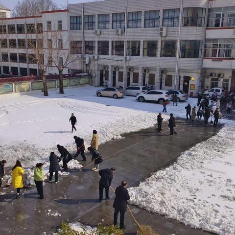 春雪映校园 除雪护新航 ——舞钢市第一初级中学新学期党员扫雪纪实