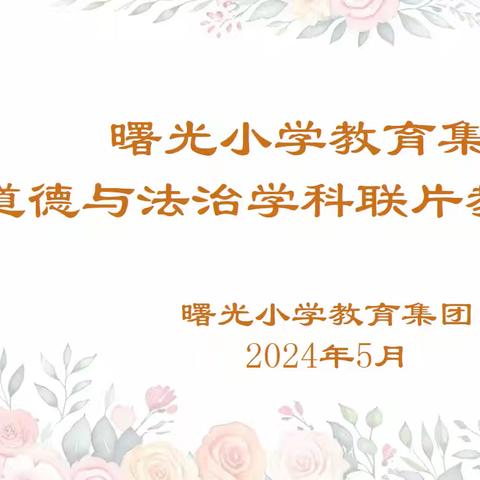 【集团化办学进行时】深耕细研同聚力，共谱教研新美篇——丛台区曙光小学教育集团开展道德与法治联片教研活动