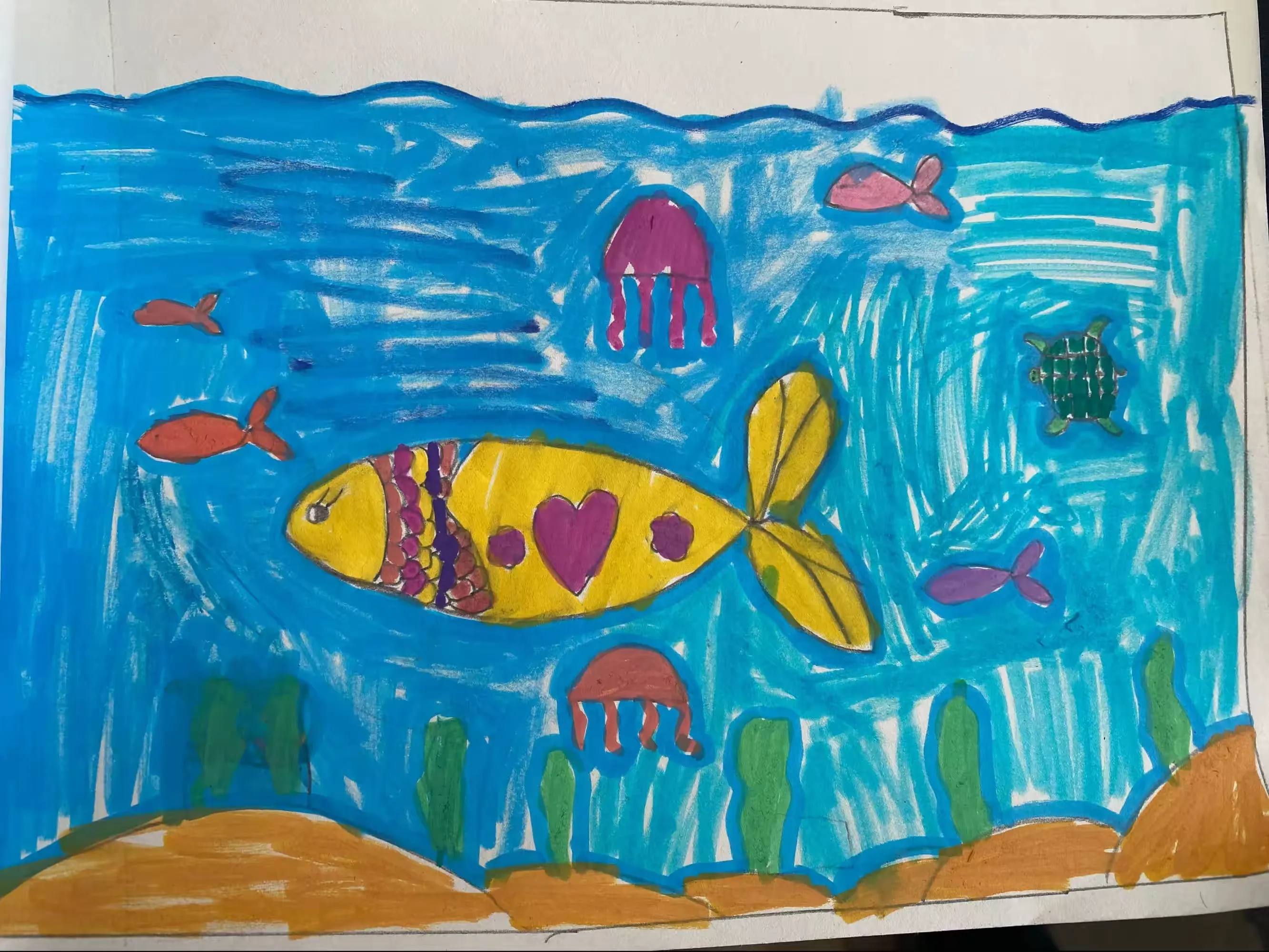 简篇-孩子们眼中的海洋——湖头镇姜家庄联小一年级一班绘画🎨