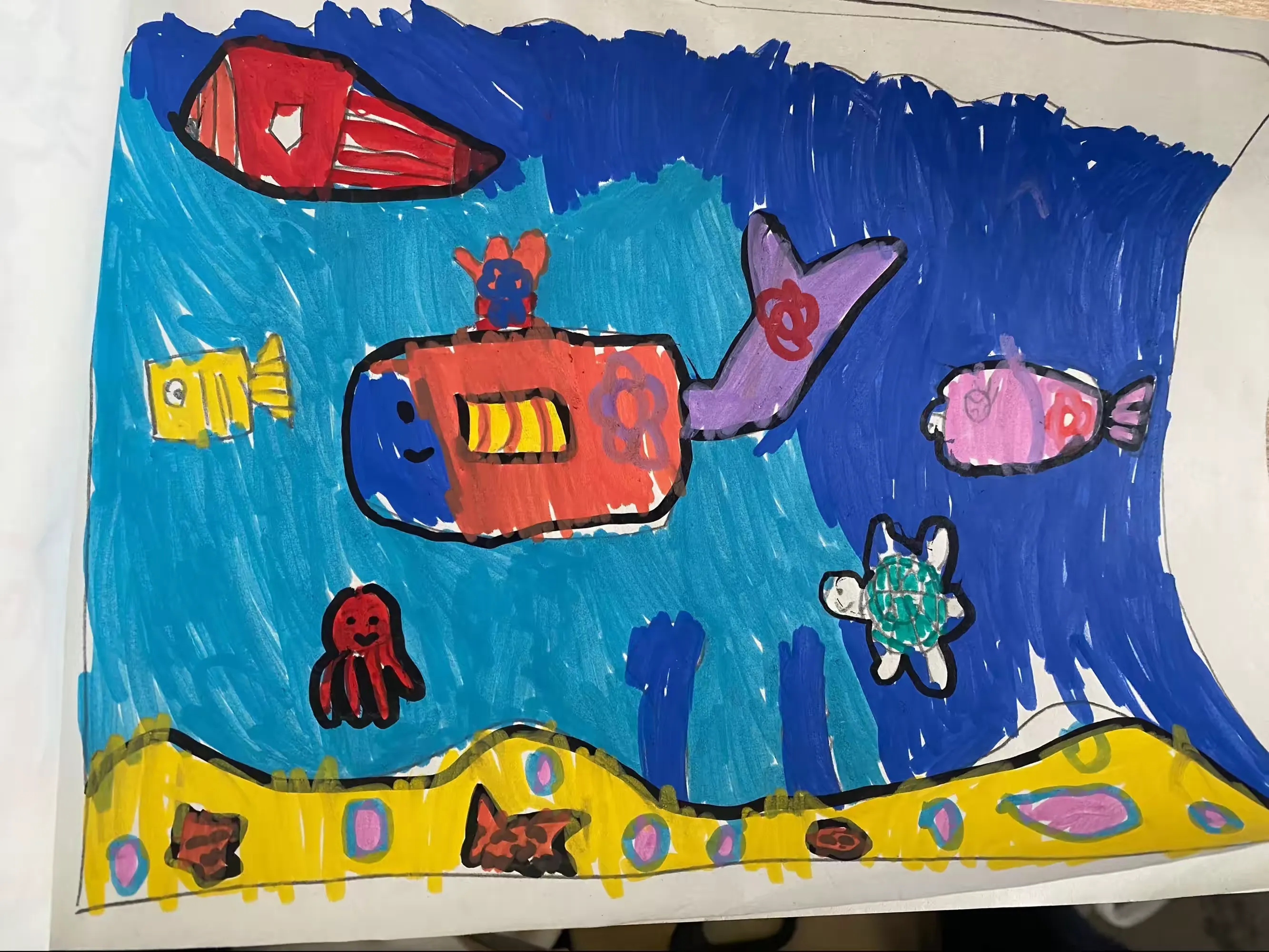 简篇-孩子们眼中的海洋——湖头镇姜家庄联小一年级一班绘画🎨
