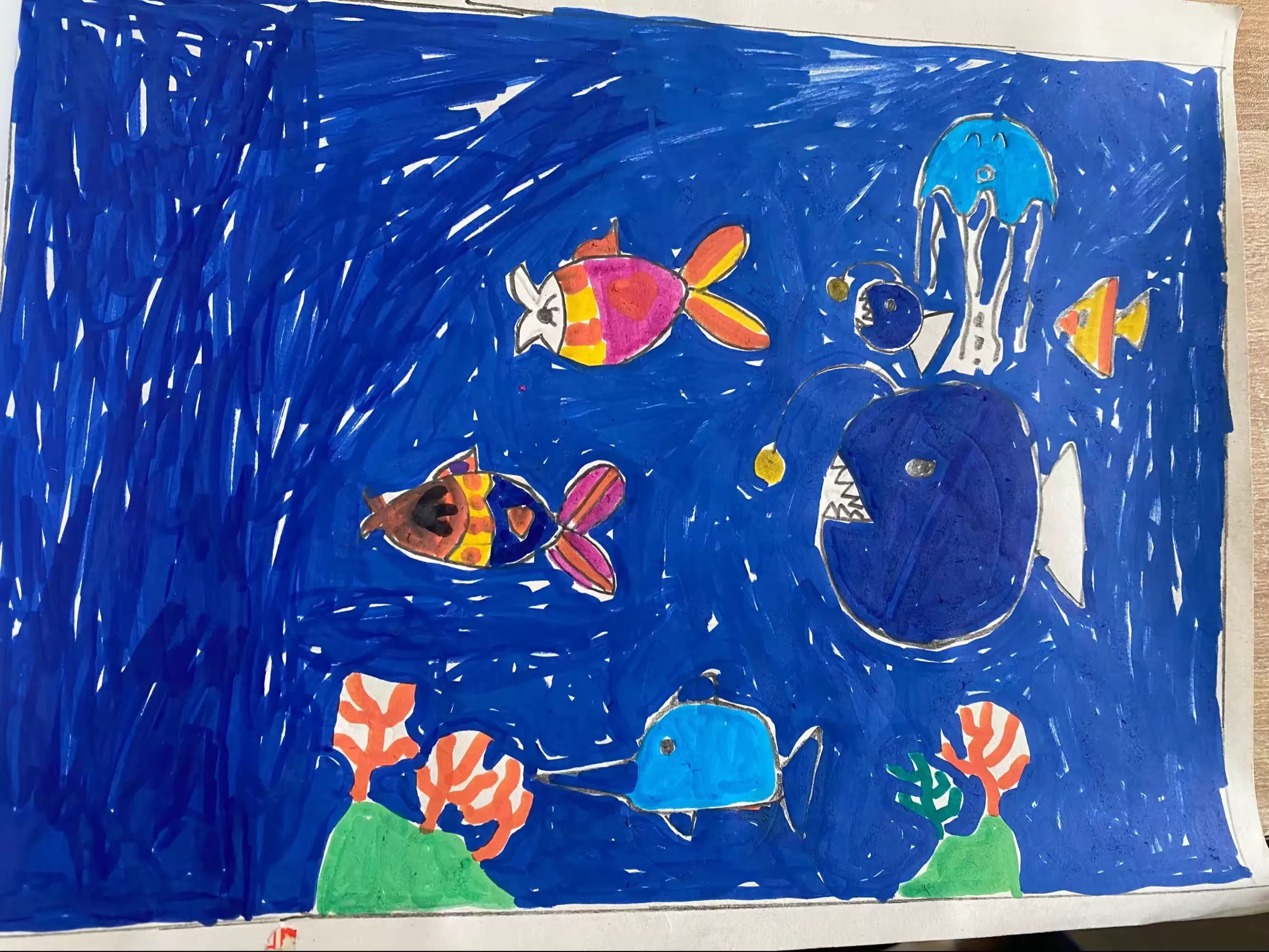 简篇-孩子们眼中的海洋——湖头镇姜家庄联小一年级一班绘画🎨