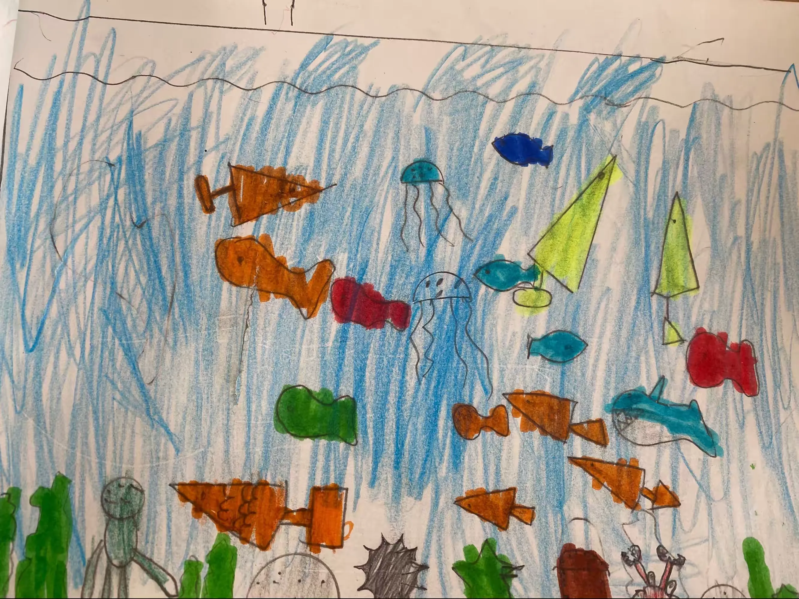 简篇-孩子们眼中的海洋——湖头镇姜家庄联小一年级一班绘画🎨