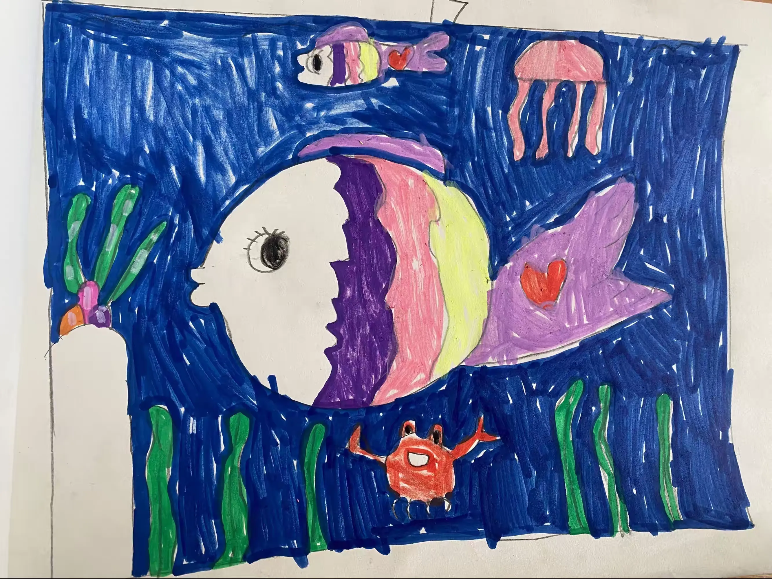 简篇-孩子们眼中的海洋——湖头镇姜家庄联小一年级一班绘画🎨