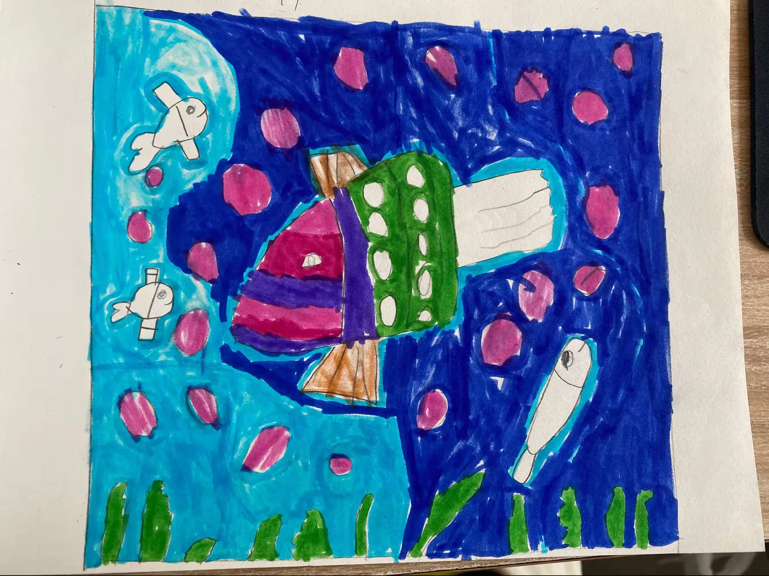 简篇-孩子们眼中的海洋——湖头镇姜家庄联小一年级一班绘画🎨