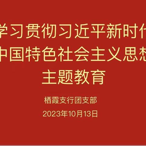 栖霞支行团支部开展“学习贯彻习近平新时代中国特色社会主义思想”主题教育活动