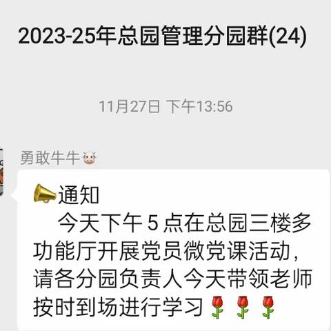 海口市美兰区中心幼儿园兴华分园2023年11月27日党组积极份子参加中心幼儿园的微党课活动