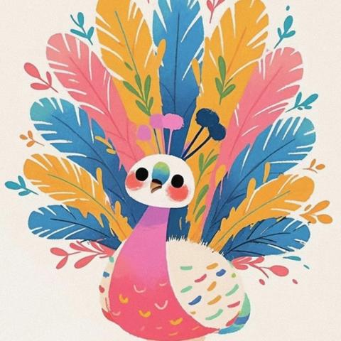 孔雀艺术🦚彩虹之羽🌈 ——南召淯阳学校一年级语文创意✨剪贴画《孔雀的新衣》活动💕