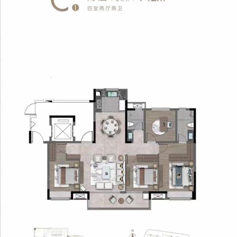 金茂长沙国际C1户型142平内部情况