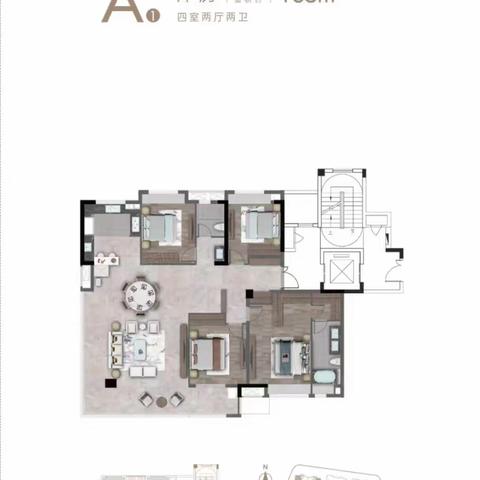 金茂长沙国际洋房185平户型内部情况