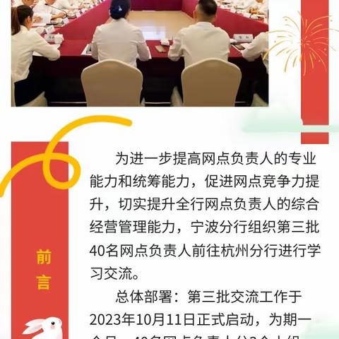 牵手工“杭”，双城鉴学谱新——2023年宁波分行第三批网点负责人赴杭州分行交流工作