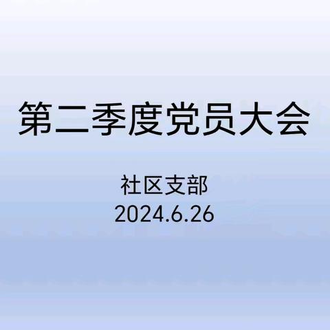 社区支部召开2024年第二季度党员大会